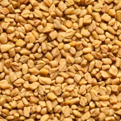 Nahaufnahme von Bockshornkleesamen, die für ihren einzigartigen, leicht bitteren Geschmack bekannt sind.